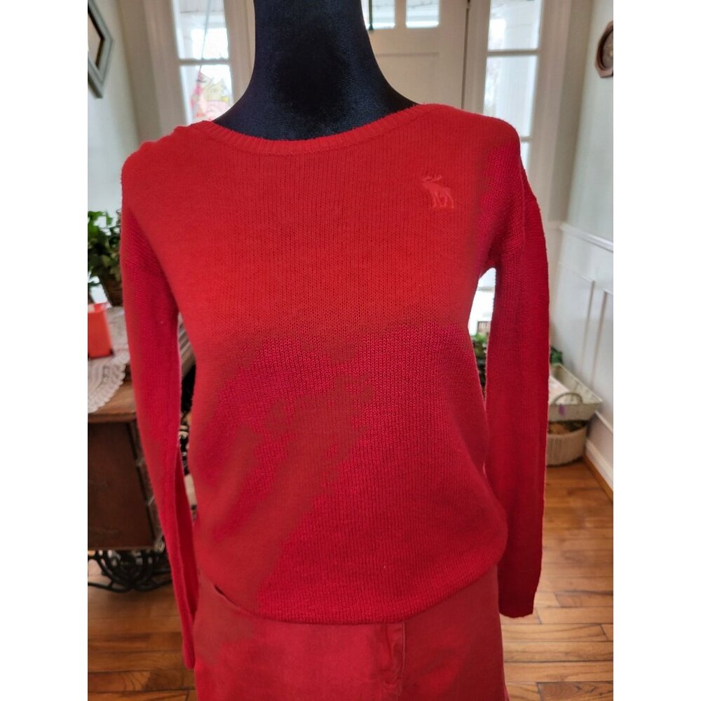 Abercrombie Red Crew Neck Cotton Blend Sweater Kids XL  Classic Preppy Valentine